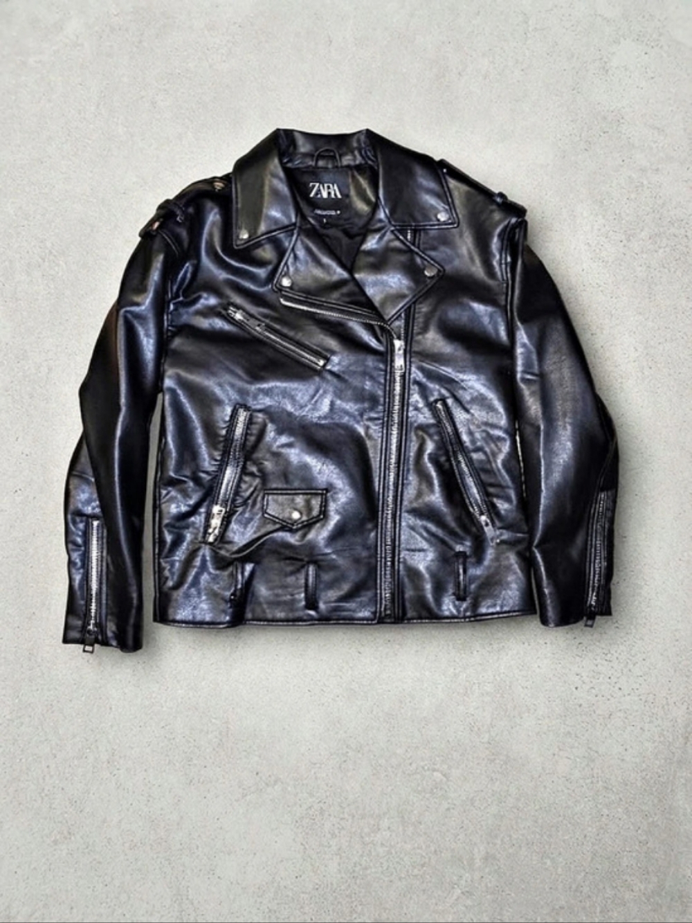 ZARA Cropped Faux Leather Buler Jacket